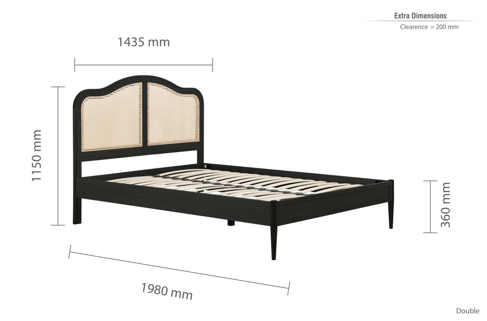 Monsieur Rattan Bed BLACK+Oak Effect - Nimbus Beds