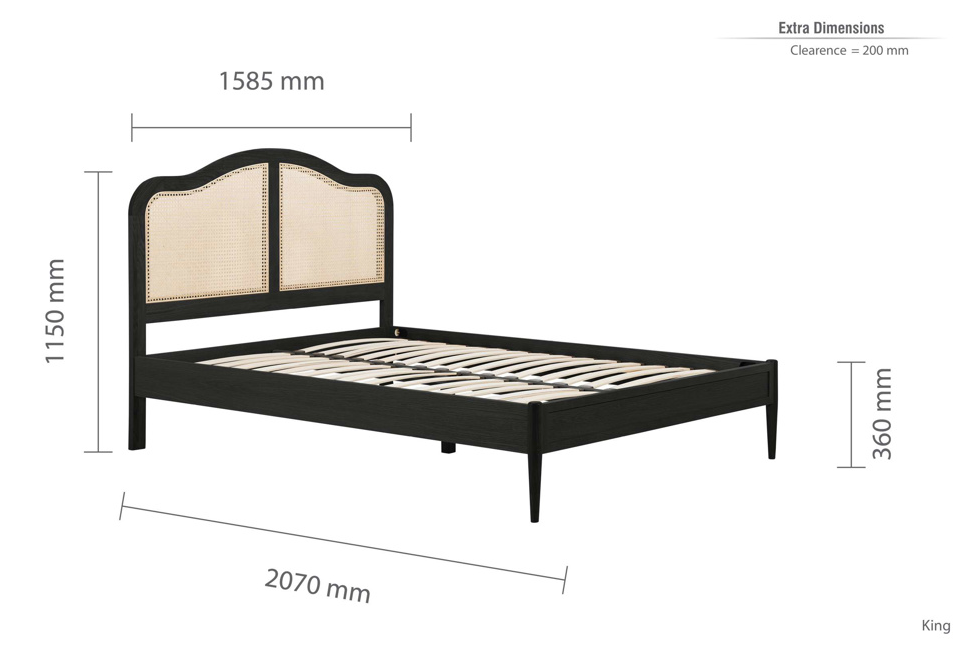 Monsieur Rattan Bed BLACK+Oak Effect - Nimbus Beds