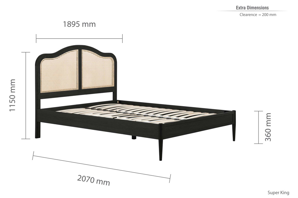 Monsieur Rattan Bed BLACK+Oak Effect - Nimbus Beds