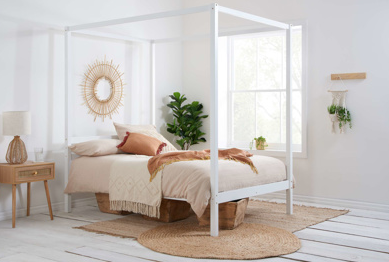 Modern 4-Poster Bed White - Nimbus Beds