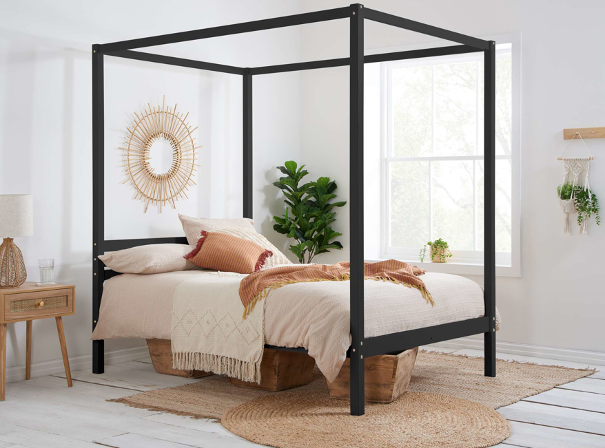 Modern 4-Poster Bed Black - Nimbus Beds