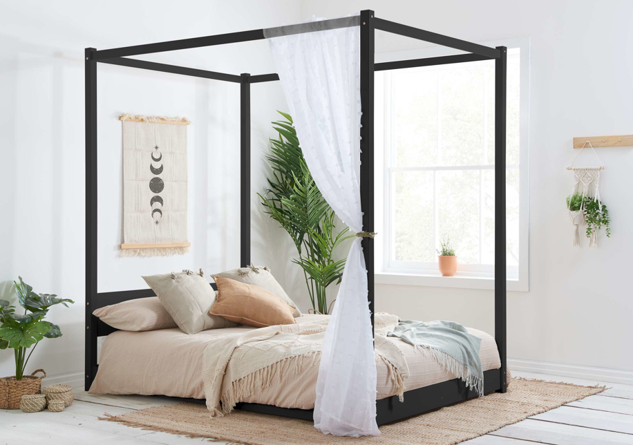 Modern LOW 4-Poster Bed Black - Nimbus Beds