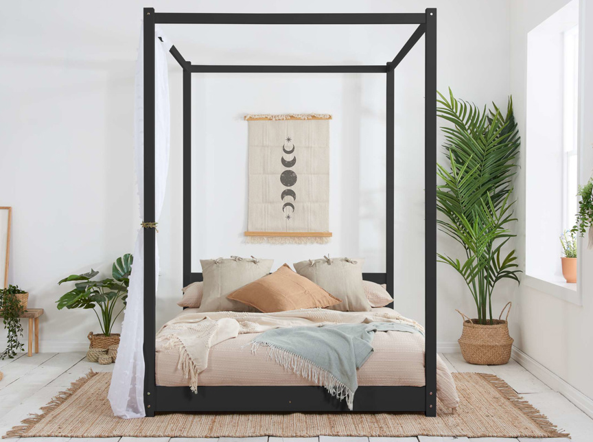 Modern LOW 4-Poster Bed Black - Nimbus Beds