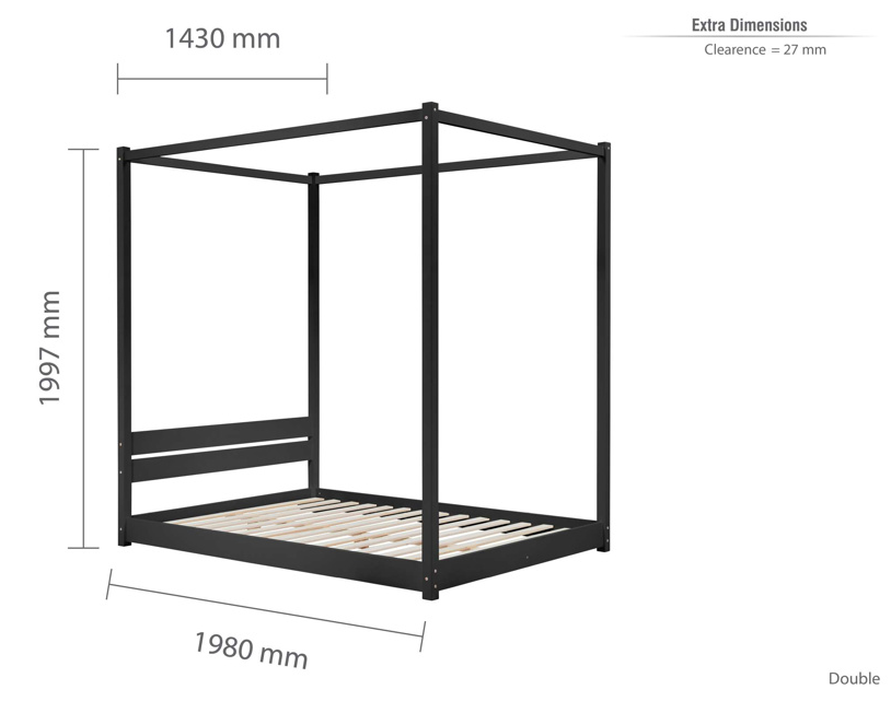 Modern LOW 4-Poster Bed Black - Nimbus Beds