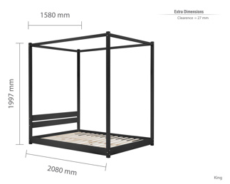 Modern LOW 4-Poster Bed Black - Nimbus Beds