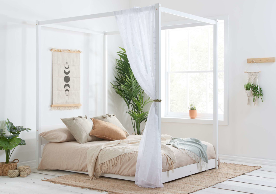 Modern LOW 4-Poster Bed White - Nimbus Beds