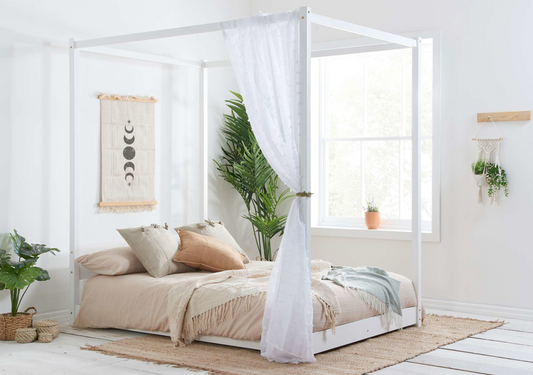 Modern LOW 4-Poster Bed White - Nimbus Beds