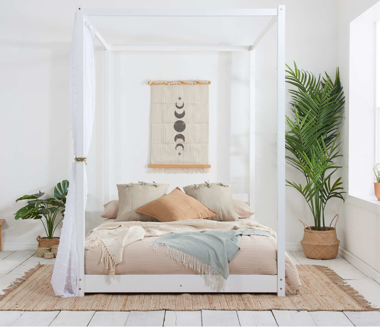 Modern LOW 4-Poster Bed White - Nimbus Beds