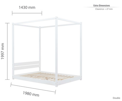 Modern LOW 4-Poster Bed White - Nimbus Beds