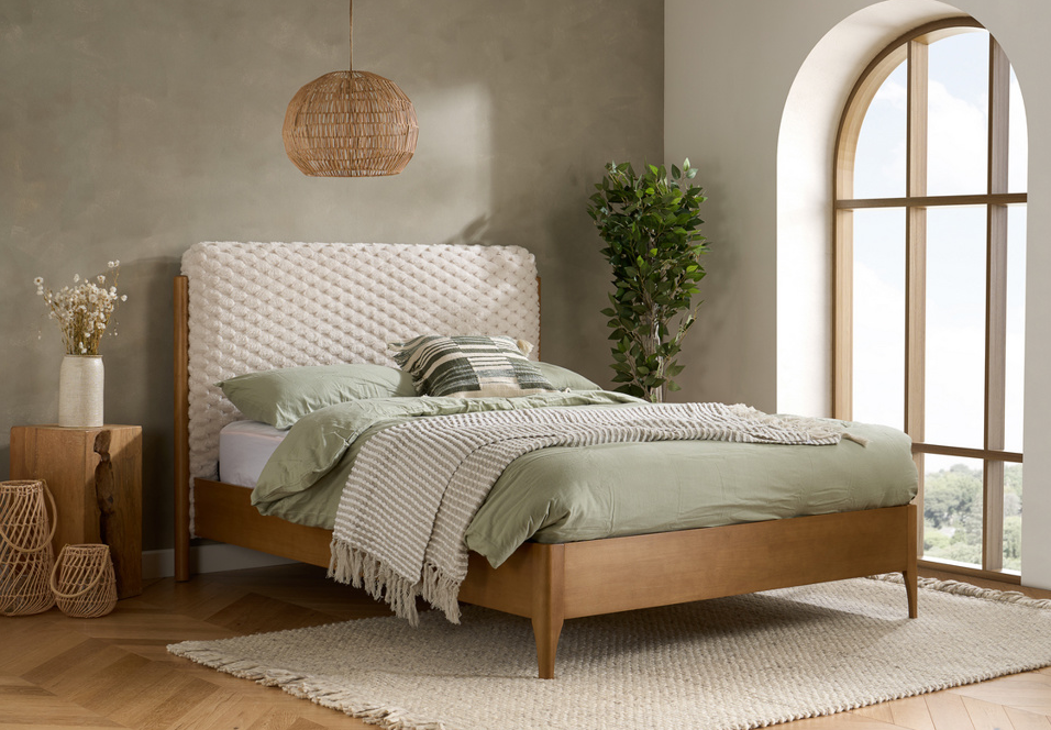 The Fluffy Bed WHITE Faux Fur+Oak Effect - Nimbus Beds