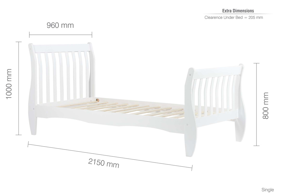 WHITE Wooden Sleigh Bed - Nimbus Beds