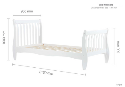 WHITE Wooden Sleigh Bed - Nimbus Beds