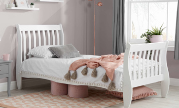 WHITE Wooden Sleigh Bed - Nimbus Beds