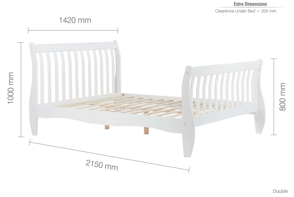 WHITE Wooden Sleigh Bed - Nimbus Beds