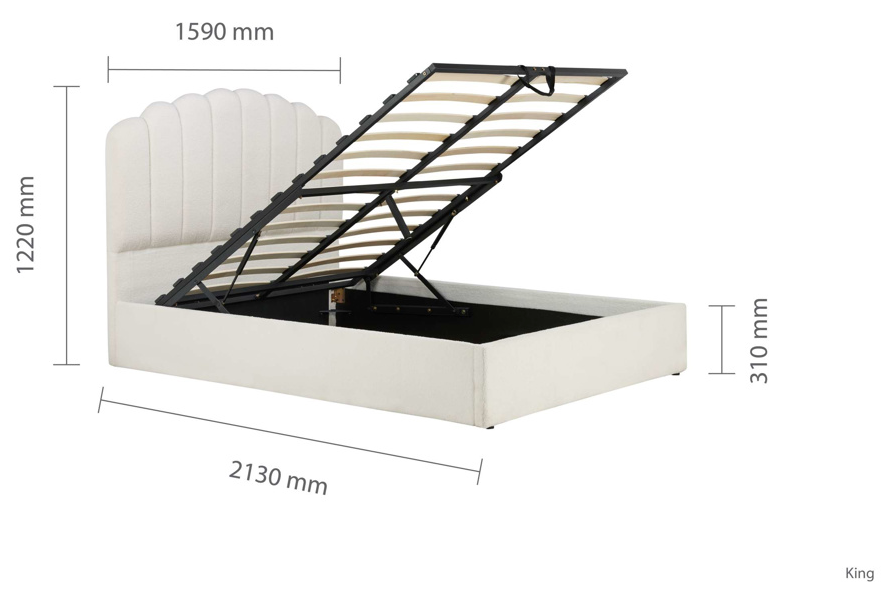 Aruba OTTOMAN Bed WHITE (Boucle) Teddy Bear Fabric - Nimbus Beds