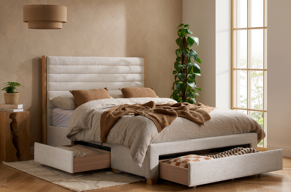 Bella Bed with Drawers Grey+Natural - Nimbus Beds