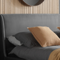 'Jackie O' Velvet Bed Plush Grey+Walnut frame - Nimbus Beds