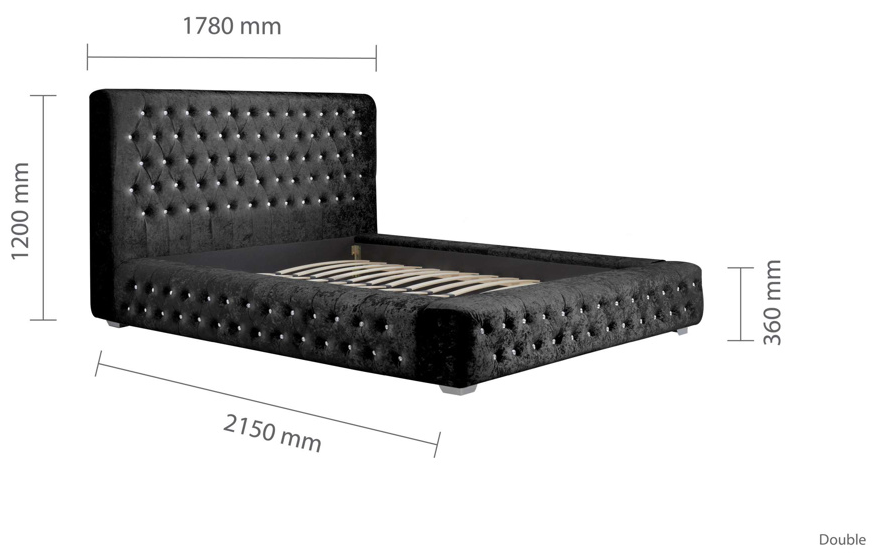 Emperor Bed BLACK Crushed Velvet+Silver Feet - Nimbus Beds