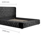 Emperor Bed BLACK Crushed Velvet+Silver Feet - Nimbus Beds