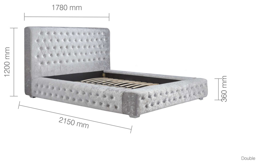 Emperor Bed STEEL Crushed Velvet+Silver Feet - Nimbus Beds
