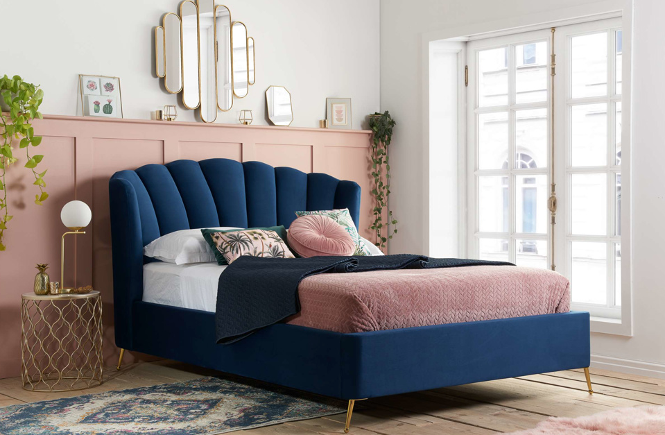Fan OTTOMAN Midnight Blue+Metal Feet - Nimbus Beds
