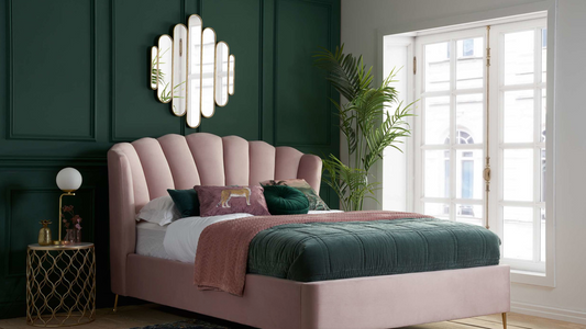 Fan OTTOMAN PINK+Metal Feet - Nimbus Beds