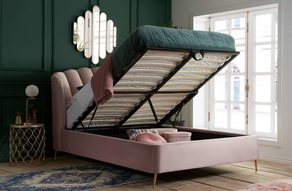 Fan OTTOMAN PINK+Metal Feet - Nimbus Beds