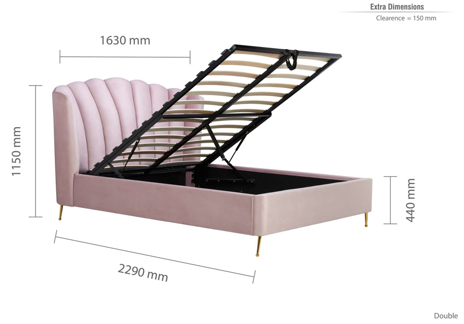 Fan OTTOMAN PINK+Metal Feet - Nimbus Beds