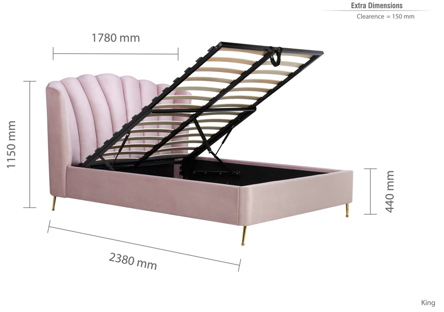 Fan OTTOMAN PINK+Metal Feet - Nimbus Beds