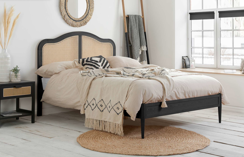 Monsieur Rattan Bed BLACK+Oak Effect - Nimbus Beds