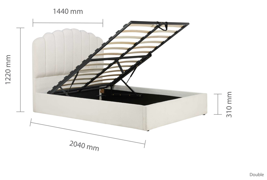 Aruba OTTOMAN Bed WHITE (Boucle) Teddy Bear Fabric - Nimbus Beds