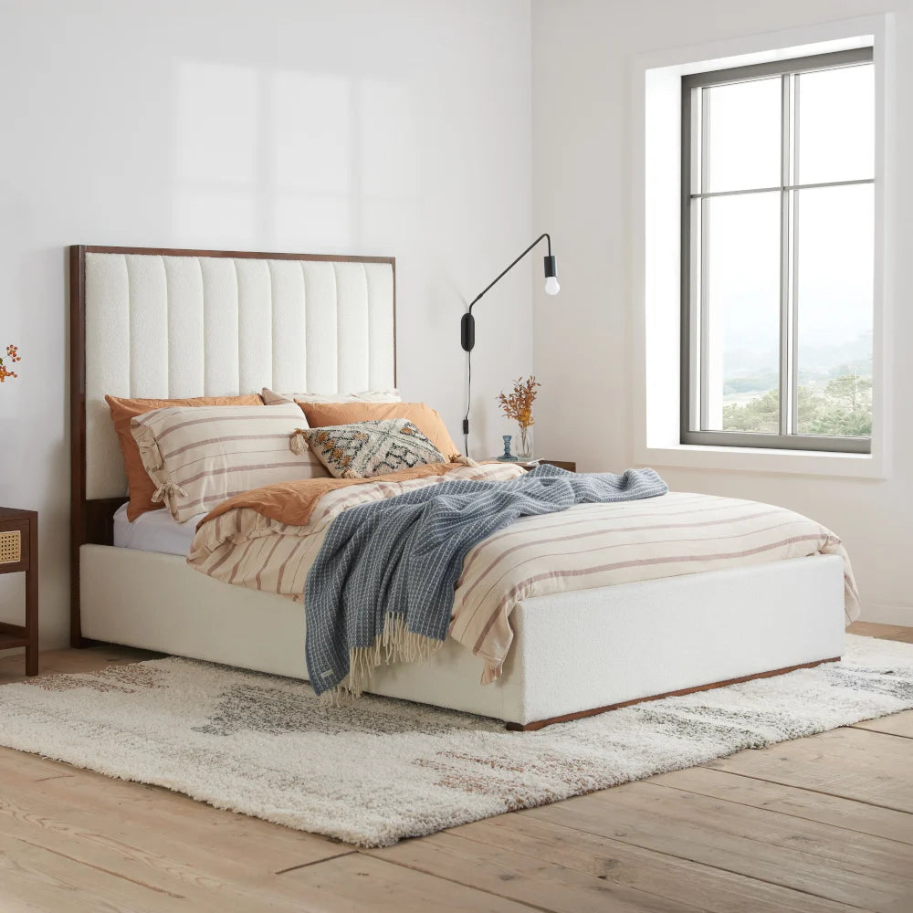 Tay Bed Frame in White Boucle - Nimbus Beds