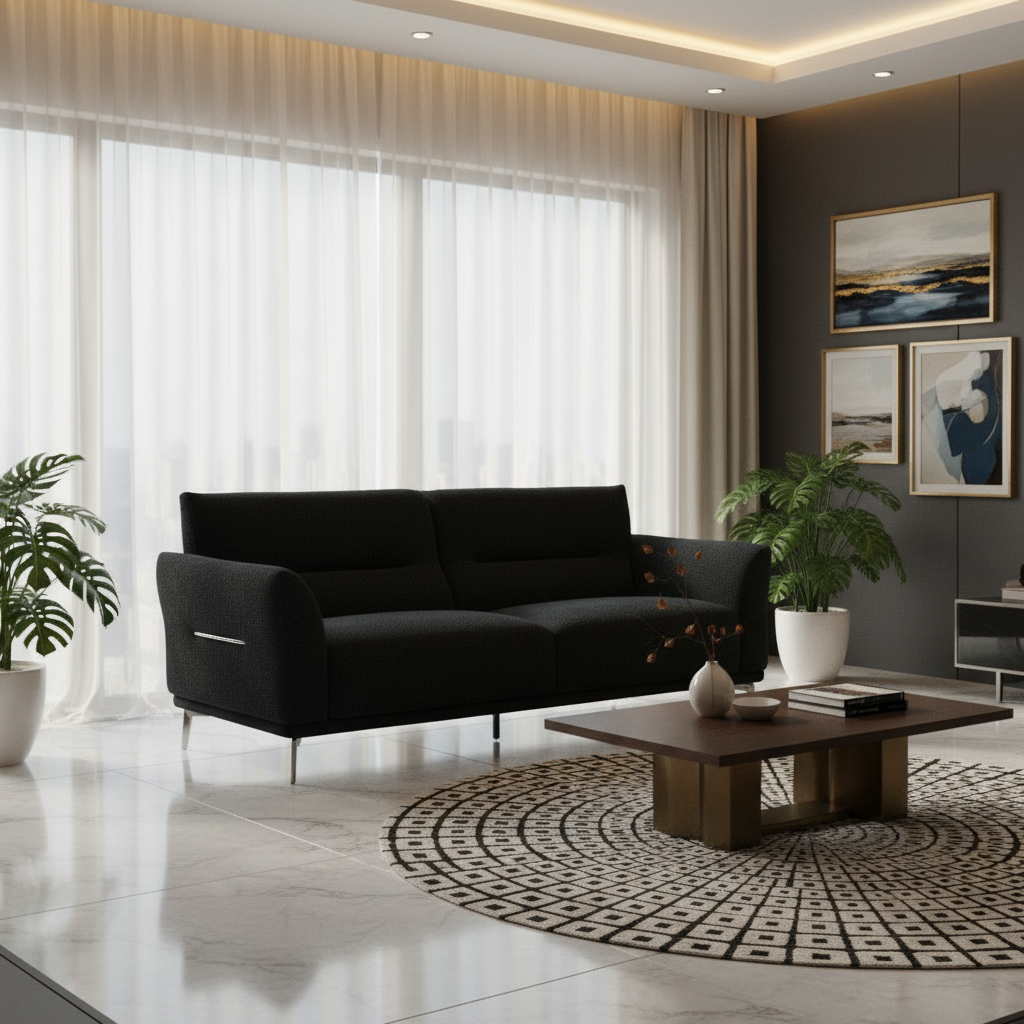2026 Athens 4 Seater Sofa - Black Lux Boucle