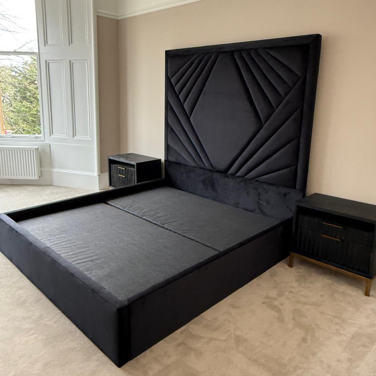 2026 Shanzay 6ft Tall Geometric Bed Frame with Optional Lift up Ottoman Storage - Nimbus Beds