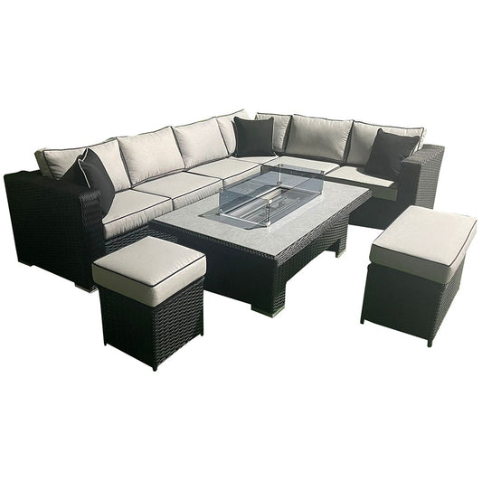 Luxury Gas Fire Pit Table Garden Sofa Set with cushions