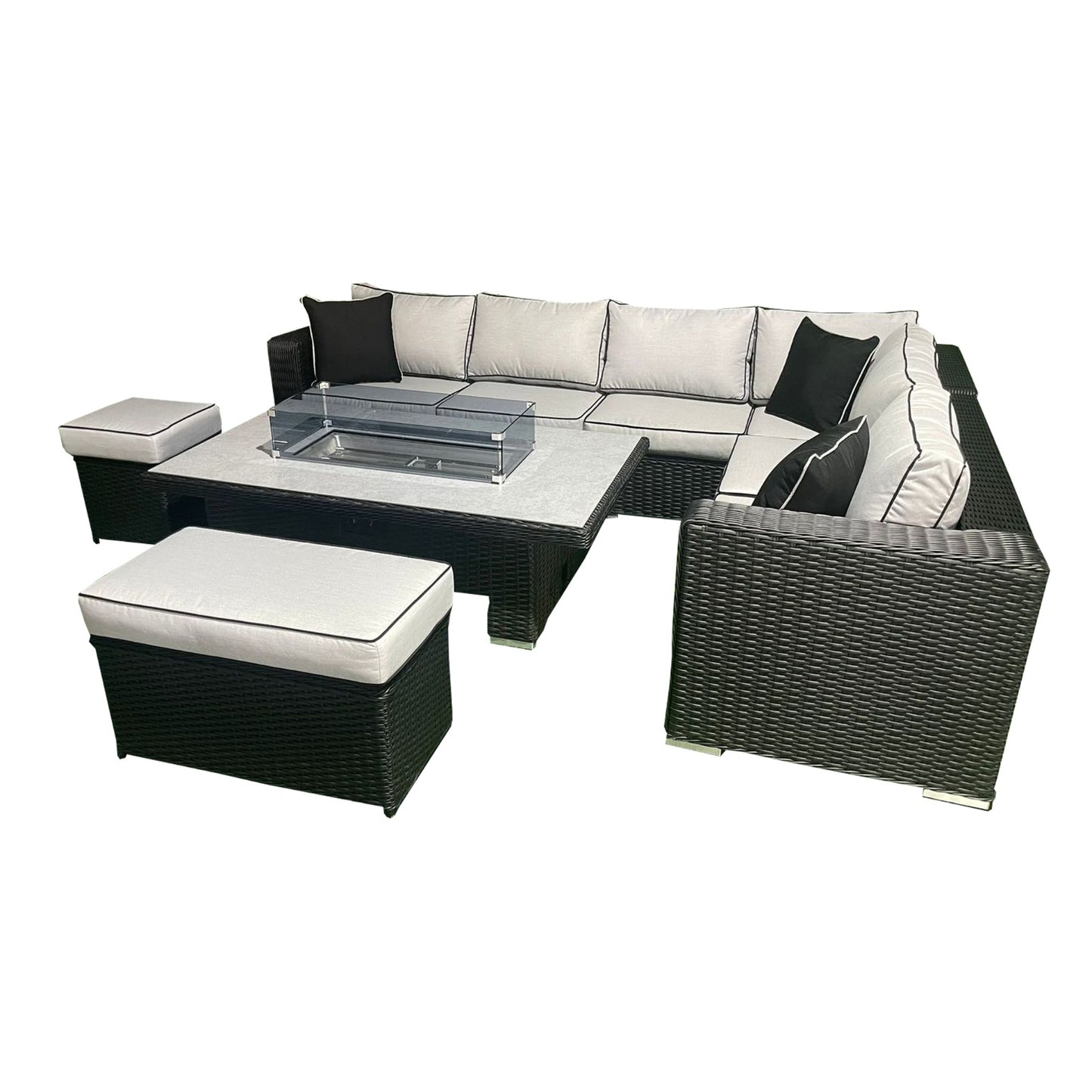 Luxury Gas Fire Pit Table Garden Sofa Set with cushions