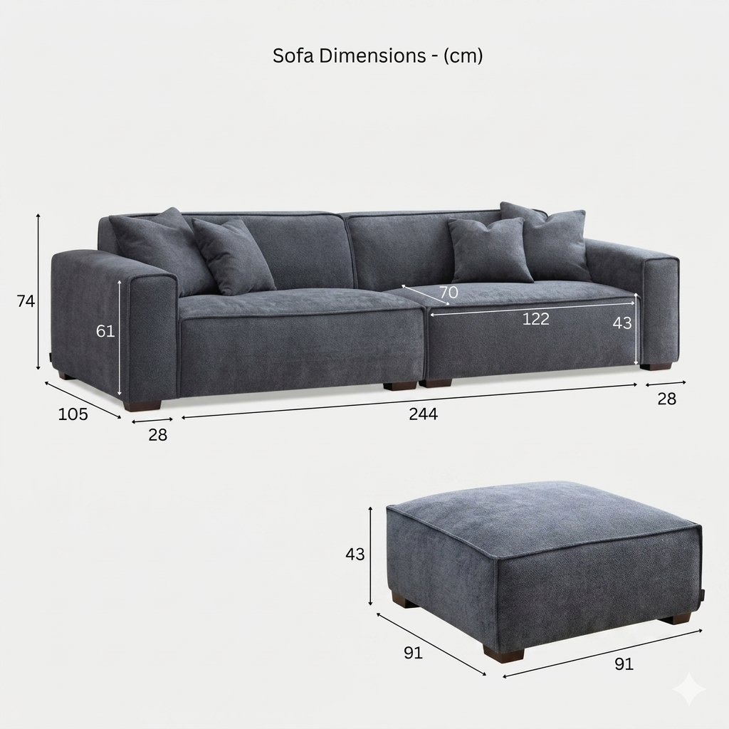 2026 Dunkeld 4 Seater Sofa - Charcoal Boucle