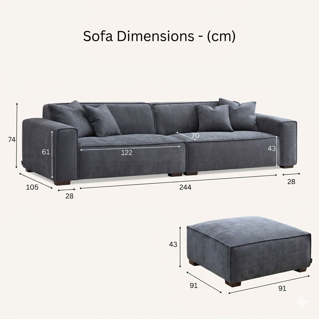 2026 Dunkeld 4 Seater Sofa - Midnight Boucle