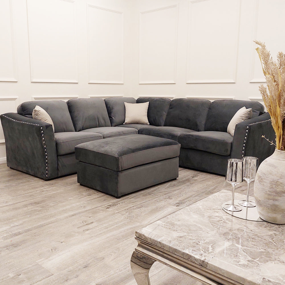 2026 Larkhall 4 piece Corner Sofa -  Silver - Nimbus Beds