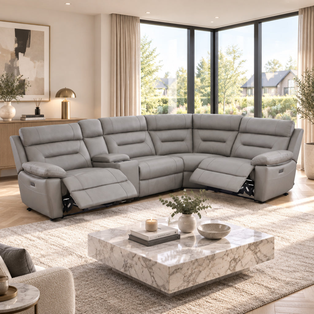 2026 Leni Corner, 3 Seater, 2 Seater & Chair Sofa In Pisa Grey - Nimbus Beds