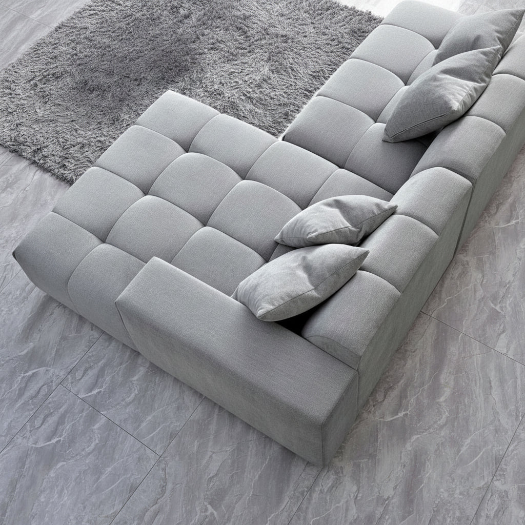 2026 Hugo Corner Sofa - Right Hand -  Cloudy Grey Boucle - Nimbus Beds