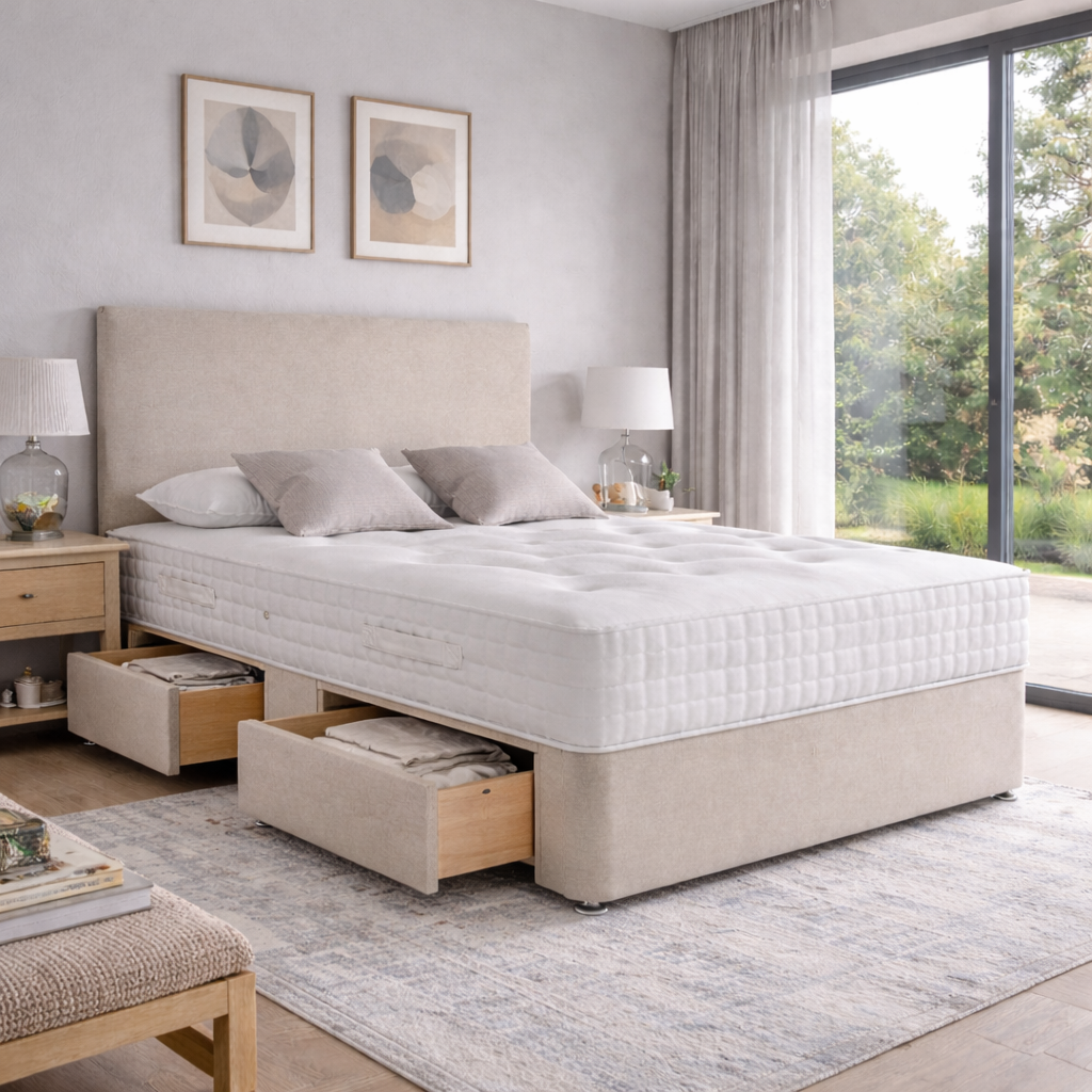 2026 One Panel Storage Divan Bed with optional drawers