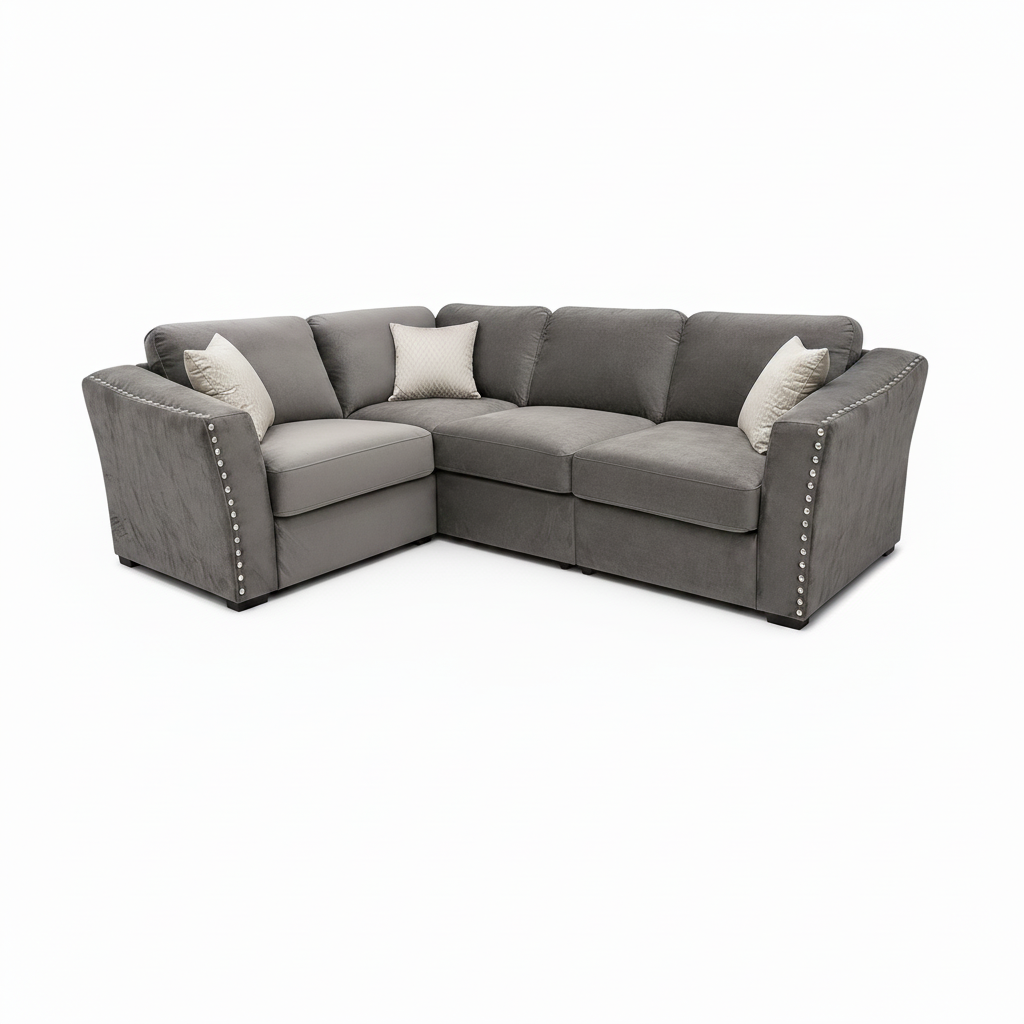 2026 Larkhall 4 piece Corner Sofa -  Pebble Grey - Nimbus Beds
